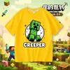Camiseta infantil de manga corta de Minecraft con Creeper, Steve y Dragón del End, top de algodón 100% para niños