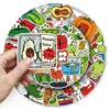 50 pegatinas originales dibujadas a mano de mercado de verduras, comida de dibujos animados divertida e infantil, pegatinas decorativas impermeables para tazas de té de leche