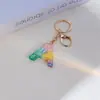 Llavero de Resina Color Arcoíris Letra Inglesa Borla Colgante Creativo Alto Sentido Gota de Pegamento de Cristal Colgante de Bolso