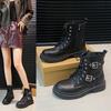 Botas Martin de Piel para Mujer 2025 Nuevas Populares Botas de Moda Retro Atractivas Botas Cortas para Mujer Suela Gruesa Estilo Británico Botas de Motocicleta