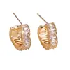 Pendientes de Moda Estilo Europeo Lujo Ligero con Circonita Incrustada en Forma de Corazón Venta Caliente Temperamento de Gama Alta Moda Súper Brillantes Corazón de Melocotón Pendientes Versátiles