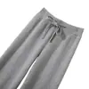 Pantalones de Punto para Mujer en Primavera, Otoño e Invierno, Suaves y Cerosos a Rayas, Aspecto Adelgazante, Cintura Alta, Pierna Recta, Drapeados, Pantalones Largos de Pierna Ancha hasta el Suelo