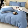 Conjunto de Quatro Peças Bordado em Algodão Nuvem, Conjunto Bordado Simples de Letras em Cor Sólida Bicolor de Algodão Lavado, Grande Estoque Disponível
