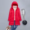 Jaqueta de plumas leve outono e inverno transfronteiriça Feminina comprimento médio plus size chapéu removível leve ultra-fina casaco moda