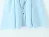 Vestido de tiras azul con escote en V y lazo, estilo europeo y americano, para mujer, primavera 2026 7773