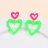 Brincos de Dia dos Namorados Transfronteiriços Cor Fluorescente Vazado Amor Acrílico Brincos Modernos Personalizados Brincos para Mulheres