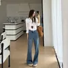 Um item essencial para guardar para você~ Jeans microflare com elasticidade em quatro direções para mulheres, novo modelo outono 2026, calça pantalona reta solta de comprimento total