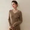 Suave y Acogedor~ Nuevo Suéter de Cachemir 100% Puro Otoño e Invierno para Mujer, Suéter Base de Punto Ajustado con Cuello en V