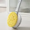 Cepillo para Ollas de Pulpa de Madera con Mango Largo, Cepillo de Doble Cara para Lavar Platos de Cocina, Estropajo Descontaminante Potente, Cepillo de Limpieza con Cabezal Reemplazable