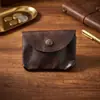 Carteira Masculina de Couro Bovino de Primeira Camada Vintage, Bolsa de Armazenamento Durável de Couro Vegetal para Mulheres, Porta-Moedas Retro com Botão de Pressão