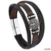 Pulsera Europea y Americana Transfronteriza Tejida de Cuerda de Cuero Estilo Punk Multicapa para Hombre Pulsera de Moda Tendencia Árbol de la Vida Pulsera Personalizada