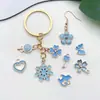 Azul Lago Gotejamento de Óleo Mamadeira Floco de Neve Laço Coração Pingente Acessórios Artesanais Pulseira Colar Acessórios de Joia