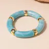 Pulsera de Resina Geométrica Irregular Azul Turquesa Transfronteriza Europea y Americana, Joyería Versátil de Moda de Gama Alta al por Mayor