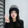 Gorro de Lana Tejido para Mujer Otoño e Invierno Versátil Circunferencia de Cabeza Grande Verde Holgado Ins Moda para Adelgazar la Cara Juego de Guantes