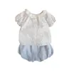 Traje de Verano Fino de Manga Corta para Niña, Camiseta Floral para Bebé Niña, Conjunto de Dos Piezas de Algodón Puro Clase A para Niña, Ropa Infantil Súper Linda