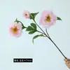 Flor Artificial de Peônia de Seda de Haste Única com 3 Flores para Decoração de Casa e Casamento com Toque de Luxo