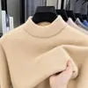 Suéter de punto grueso y cálido de cuello medio para hombre, nuevo suéter básico liso de punto para otoño e invierno