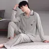 Pijama Masculino Primavera e Outono, Outono Algodão Puro Manga Longa, Novo Estilo 2026, Cardigã, Pode Ser Usado Fora, Roupas de Casa 100% Algodão Outono e Inverno