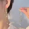 Pendientes de Clip Elegantes de Lujo Ligero con Borla Larga Sin Perforación Ojo de Gato Estrella Diamante Brillante Pendientes Elegantes de Estilo Frío Nicho