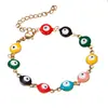 Tohm Pulsera de Acero Inoxidable Color Mixto Chapado en Oro 8mm Forma de Ojo Hecha a Mano Moda Colorida Esmalte Accesorio Pulsera para Mujeres