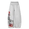 Pantalones de chándal unisex con estampado de letras 'American Gothic' en la cintura, de pierna curva en capas, 2026, corte holgado, casual, de pierna ancha, modernos