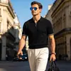 Estilo tipo rudo fuente seda de hielo manga corta POLO de moda verano 2026 nuevo estilo moderno simple a la moda juvenil popular color liso estilo japonés