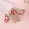 Moda Casamento Noiva Strass Pérola Imitação Super Brilhante Liga Metálica Adorno de Cabeça Flor Aniversário Performance Pente de Cabelo