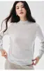 Suéter de cashmere com trama de tricô vazada e barra franzida para mulheres, top moderno e versátil, novidade de outono e inverno, roupa para usar por baixo, suéter de tricô feminino