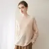 Suéter de Punto de Hombro Descubierto Kangbaolai de Seda y Cachemira para Mujer, Fino Imitación de Siete Agujas de un Solo Hilo, Estilo Casual Elegante, Suéter Base de Cachemira
