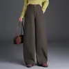 Pantalones de lana de pierna ancha scimitar para mujer 2026 Otoño/Invierno nuevos de cintura alta con caída estilo mom largos pantalones casuales versátiles elegantes