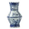 Pintura sobre Seda Jingdezhen Jade Antiguo Cong Porcelana Azul y Blanco Jarrón Porcelana Cuadrado Exterior Cuadrado Interior Redondo Flor China Jarrón Antiguo