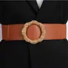 Cubierta de Cintura Ancha de Girasol Decorativa Versátil para Vestido Traje Cinturón Elástico Abrigo Suéter Accesorios Cinturón Ajustado a la Cintura con Hebilla Redonda