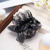 Pinza para el cabello de chifón estampado de alta gama con arrugas para mujer, pinza grande para la parte posterior de la cabeza, accesorio para el cabello tipo clip de tiburón, nuevo estilo 2025