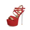 Sandalias de verano para mujer con punta abierta, plataforma impermeable, tacones ultraltos, tacón fino, hebilla, color liso, comercio exterior, sandalias de talla grande