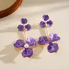 Pendientes de botón de acero con flor de gota de aceite de perla transfronterizos europeos y americanos, pendientes exagerados simples y dulces, pendientes para mujer de lujo ligero y de alta gama
