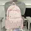 Mochila Nueva Estilo Ins Simple de Gran Capacidad Mochila con Diseño de Lunares y Moño Versátil Bolso Escolar de Nicho para Mujer