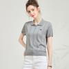 [Lã Incluída] Camisa Polo com Lapela de Laço Bordada Cor Lisa Camiseta com Ombro Torcido Pulôver Tricô Feminino