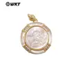 Wt-Jp428 Lindo Bebé Ángel Concha Blanca Colgante Religioso Chapado en Oro de 18K Circonita Incrustada Accesorios de Joyería
