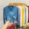 Chaqueta Cardigan de Punto con Cuello Corto para Mujer, Nuevo Estilo Otoño, Suéter Exterior Negro, Top Básico de Manga Larga