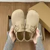 Novedad Primavera 2026 Retro Casual Planos Cobertura Total Estilo Birkenstock para Mujer Punta Redonda Tacón Oculto Hebilla de Cinturón Versátil Zapatos Planos