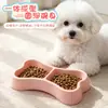 Hueso de Perro con Forma de Macarrón para Mascotas, Doble Tazón para Perros, Tazón para Mascotas, Tazón para Perros, Tazón para Gatos, Suministros para Mascotas