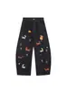 Jeans Bordado Cartoon Retro Americano para Homens e Mulheres, Nova Moda High Street 2026, Calças de Cintura Alta Largas Estilo Streetwear Bf