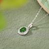 Yuebao Jewelry S925 Prata Esterlina Banhado A Ouro Jade Vintage Moda Luz Luxo Geométrico Ovo Face Incrustada Pingente Temperamento Pingente