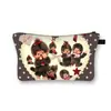 Nueva Bolsa de Maquillaje Monchichi de un Solo Lado para Niñas, Bolso de Mano Portátil de Gran Capacidad, Linda Bolsa de Almacenamiento de Escritorio al por Mayor
