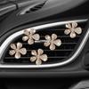 Nueva Flor de Cinco Pétalos con Pedrería Clip Decoración de Coche Perfume Aromaterapia Salida de Aire Acondicionado Exquisitos Suministros con Incrustaciones de Diamantes Adornos