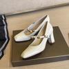 3266-3 Zapatos de Tacón Alto para Mujer con Punta Cuadrada y Tacón Grueso, Adecuados para el Trayecto Diario, Sencillos y Versátiles, con una Sola Correa, Estilo Francés, Zapatos Impresionantemente Hermosos