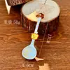 Cuchara linda con forma de pan y mango largo, cuchara de arroz de cerámica, cuchara de sopa, cuchara de uso personal, cuchara de postre, cuchara de café con color bajo cubierta