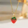 Corea del Sur Mori lindo collar de fresa exquisita cadena larga de borla para la clavícula joyería coreana al por mayor