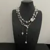 Colar multicamadas de cristal com contas estilo vintage francês para mulheres, design único com borlas florais, corrente para clavícula, choker da moda