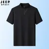 Camiseta para Hombre Jeep Spirit Jeep Personalizada de Manga Corta con Cuello Alto y Media Cremallera Transpirable de Secado Rápido Top Deportivo Casual